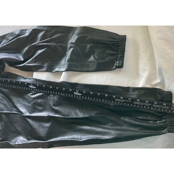 BLANKNYC Black Vegan Leather Elastic Waist Leg Jogger Slash Pockets Pants-28 - Picture 14 of 16